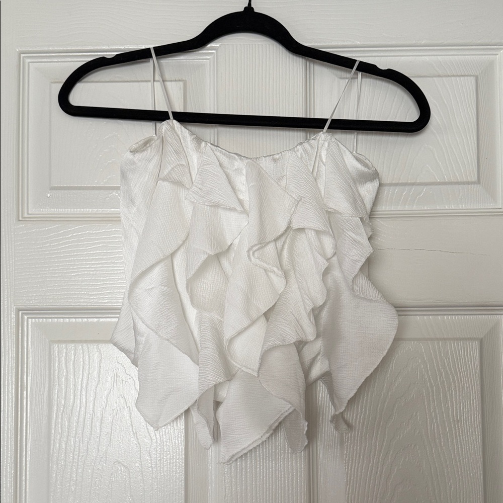 Chic White Ruffle Camisole